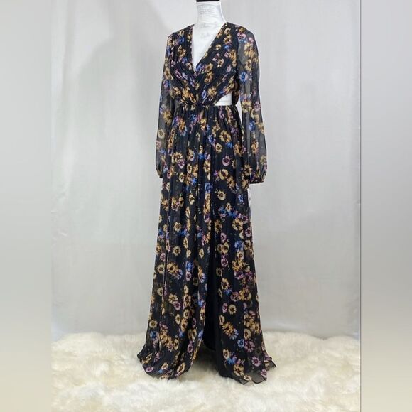 Aidan by Aidan Mattox Floral Pleated Chiffon Gown size 0 - Picture 6 of 14
